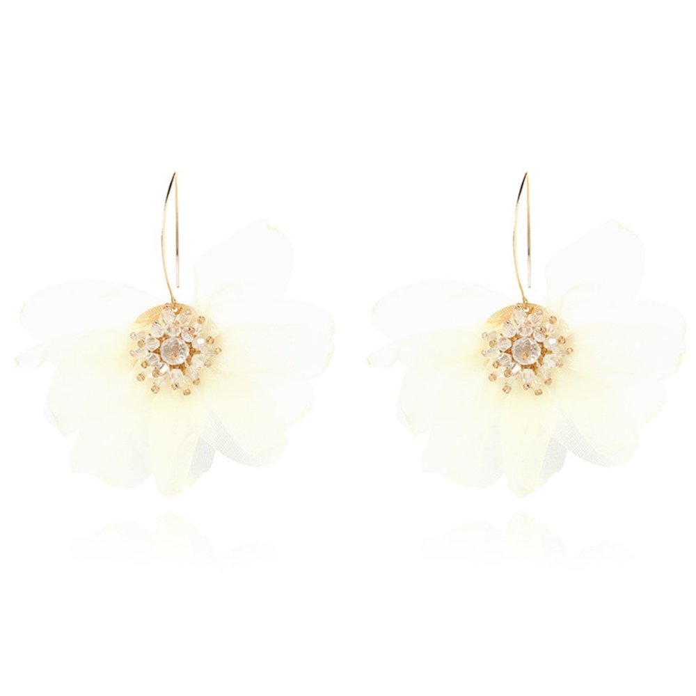 Flower Sheer Fabric Drop Earrings. 💕last white one - Picture 7 of 8
